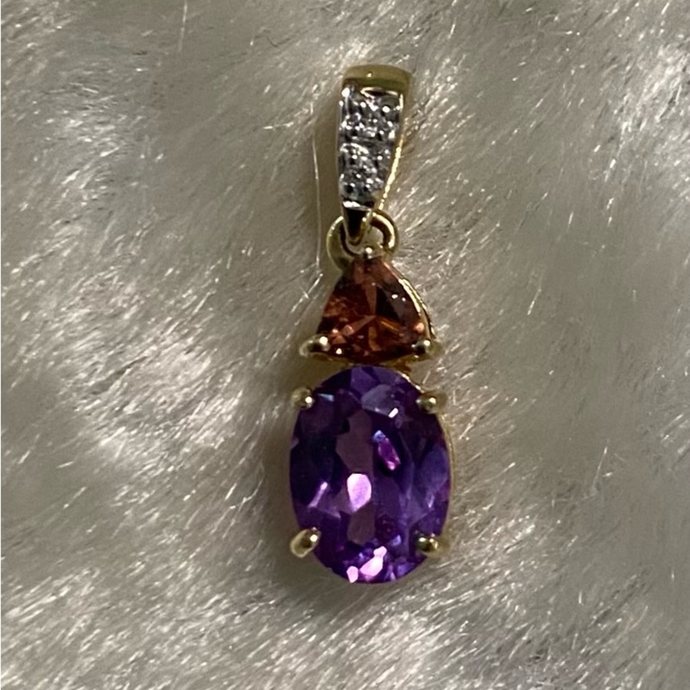 🍀VTG 14k Gold Alexandrite & Tourmaline Gemstone Pendant